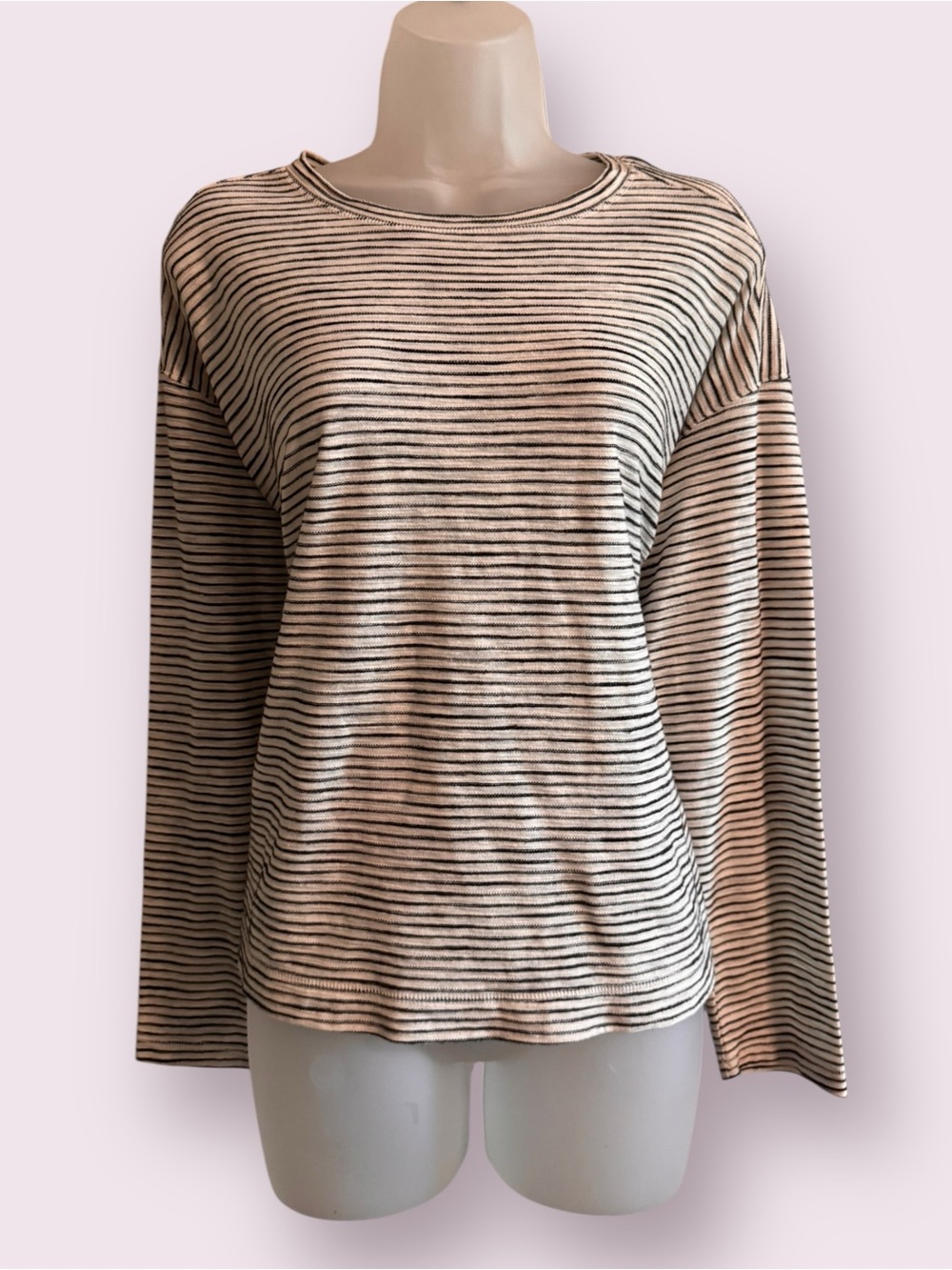 Old Navy Black White Striped Long Sleeve Top Size M